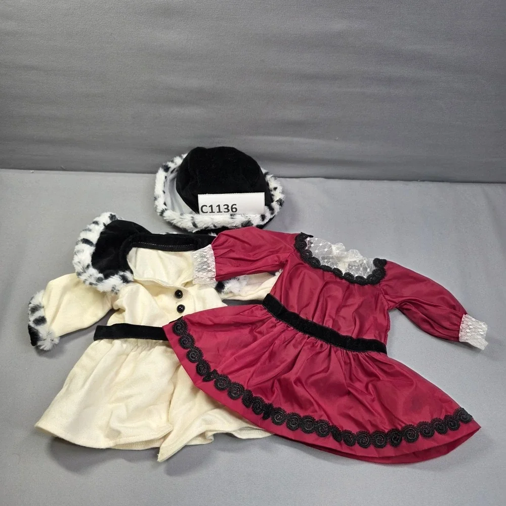 American Girl Samantha Beforever Holiday Christmas Red Dress Fancy Coat & Hat